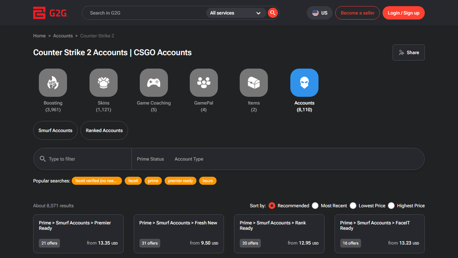 Best Websites to Buy CS2 Accounts - G2G