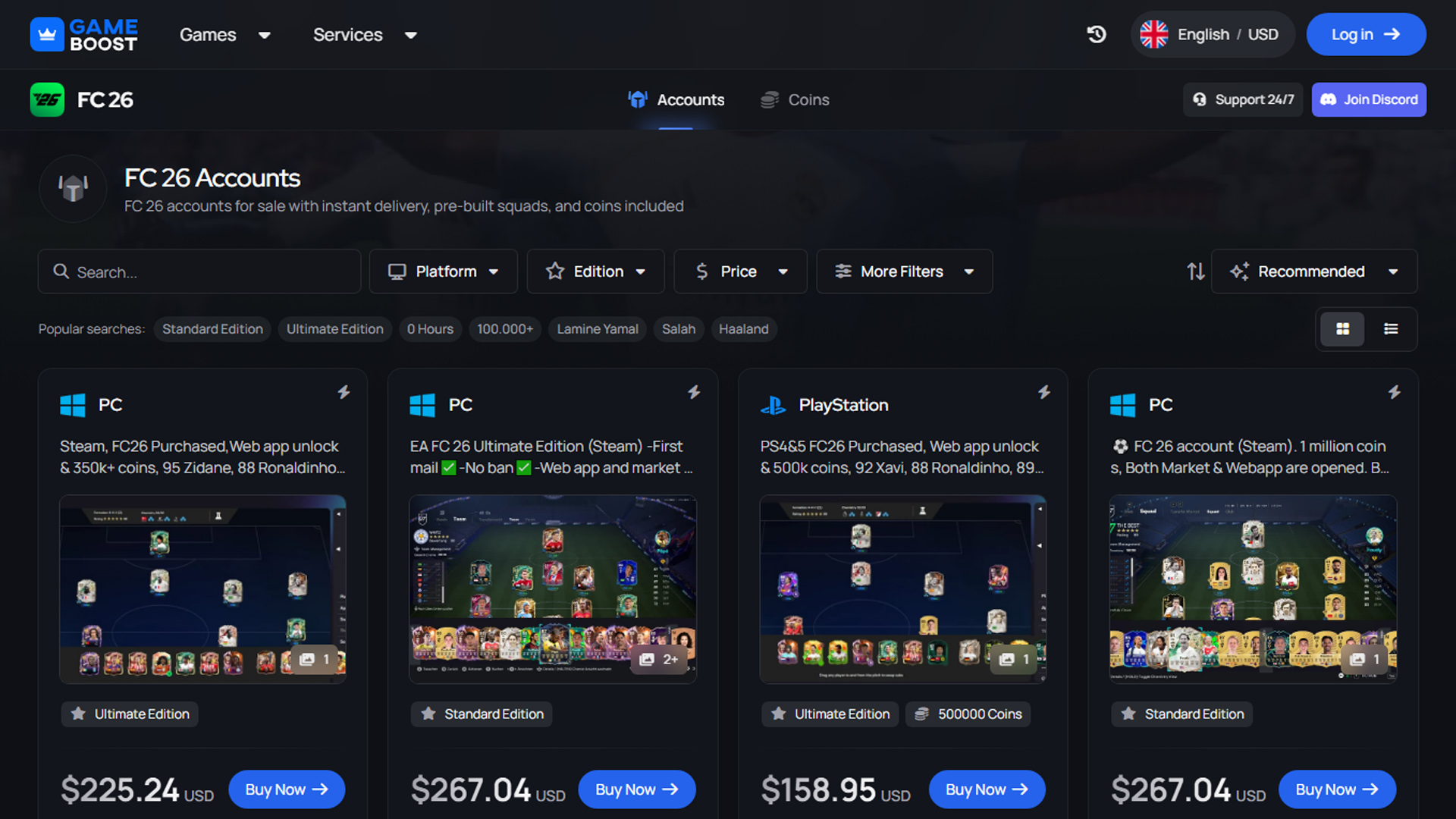 Best websites to buy FC 26 accounts - GameBoost