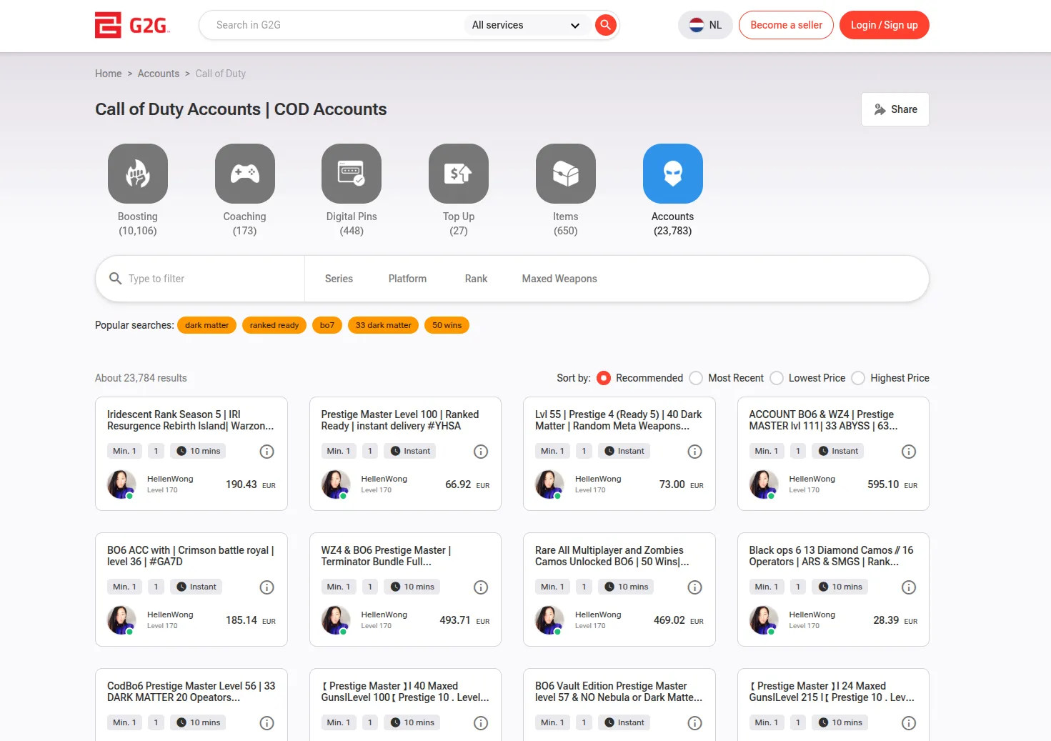 best wepbsites to buy cod accounts