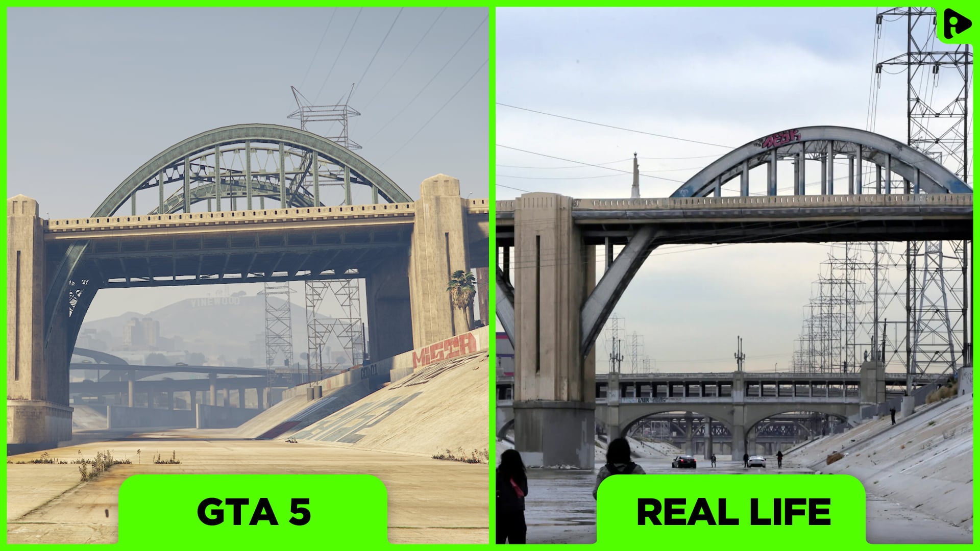 GTA 5 vs Real Life - Los Santos River (Canal)