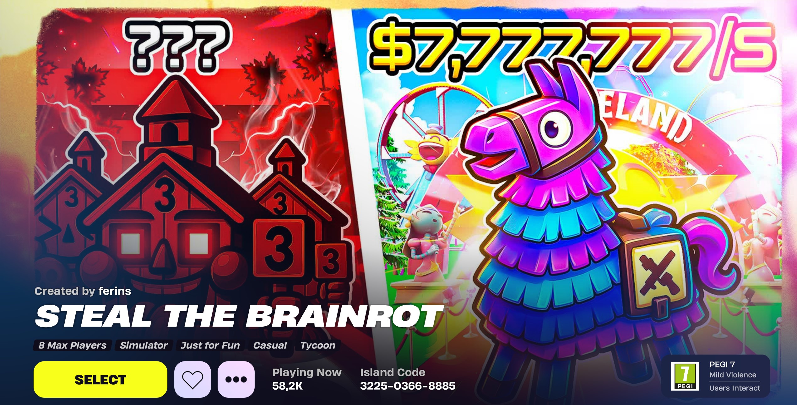 Steal The Brainrot - Best Creative Maps in Fortnite