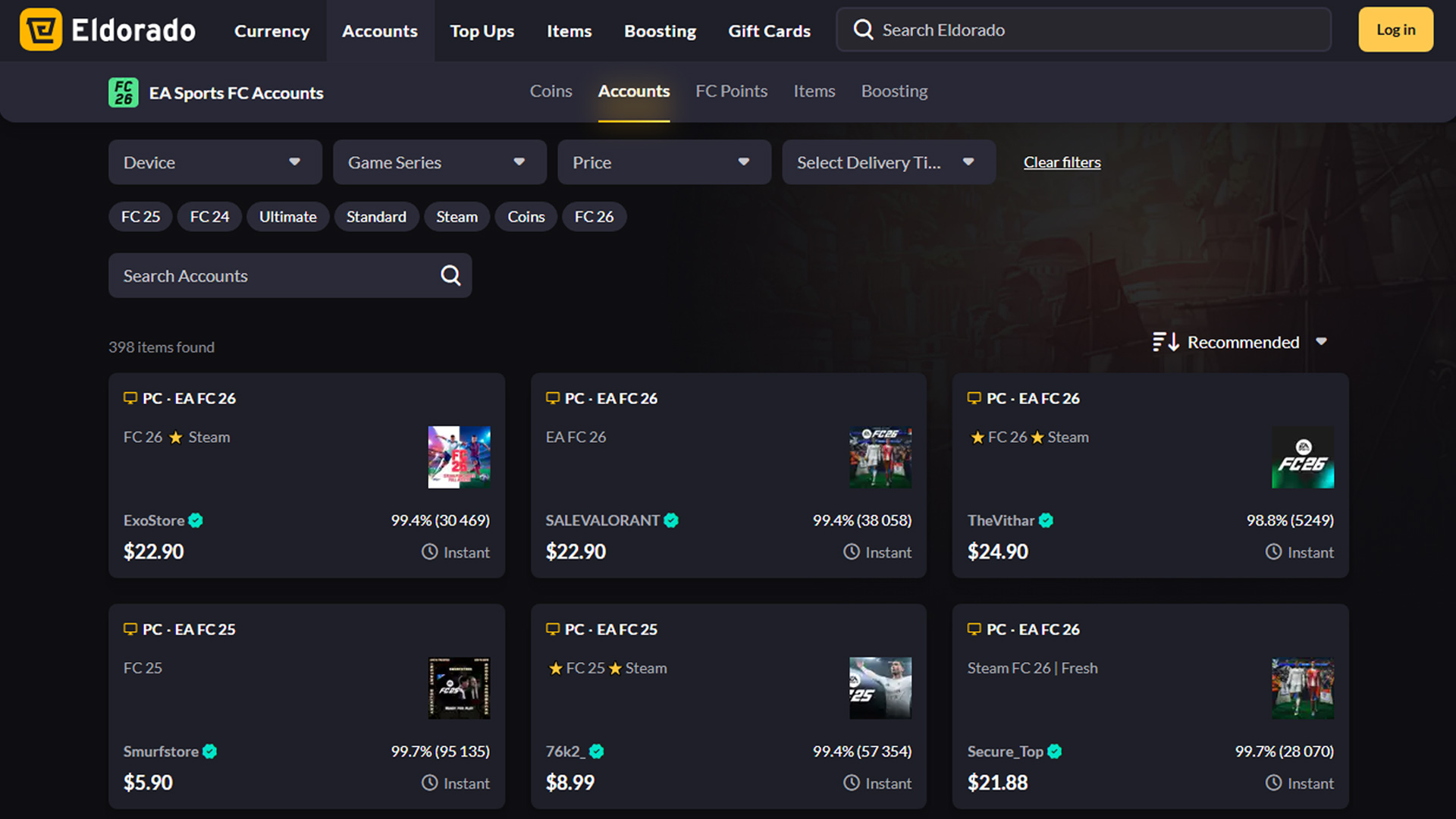 Best websites to buy FC 26 accounts - Eldorado