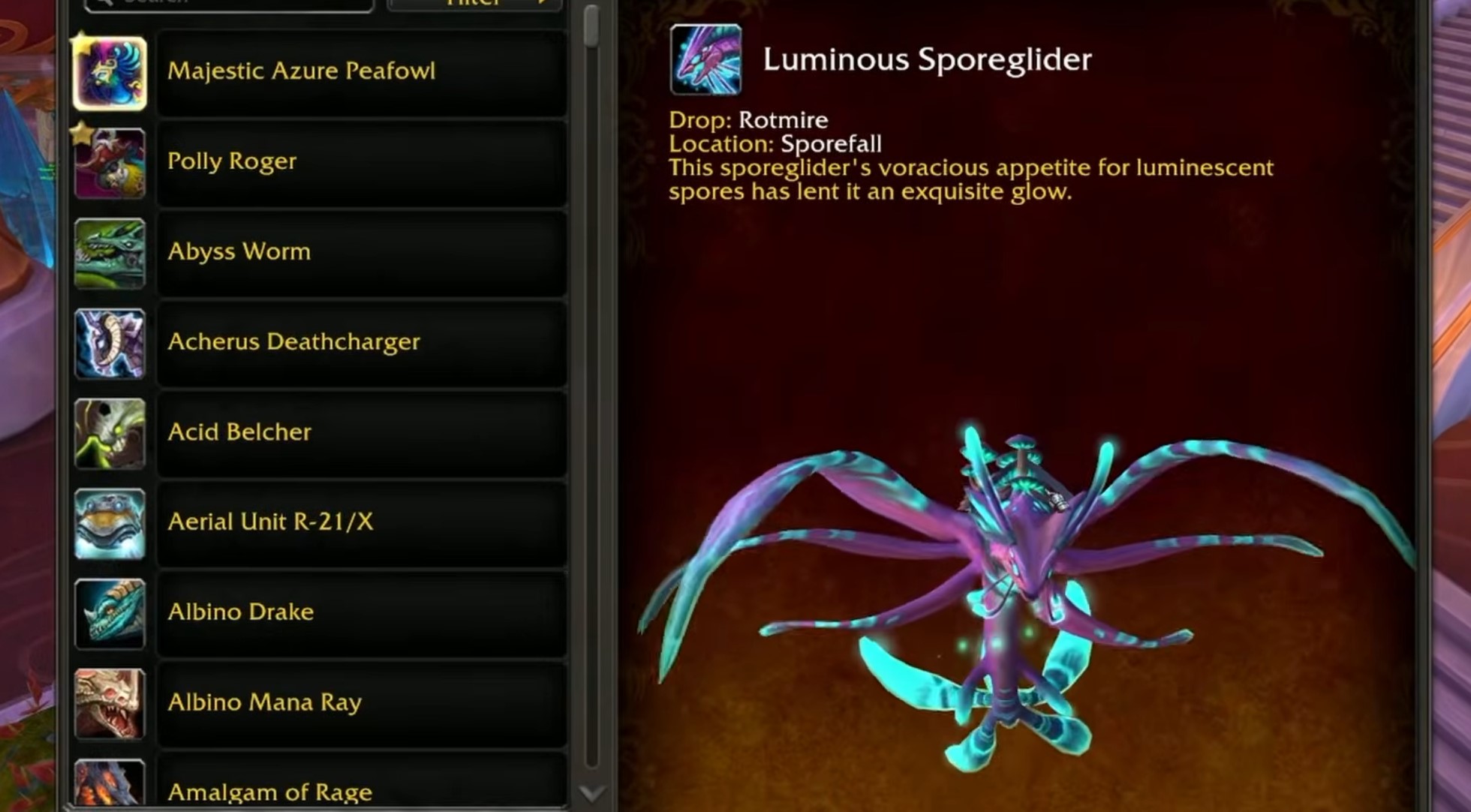 Sporefall Mount Luminous Sporeglider