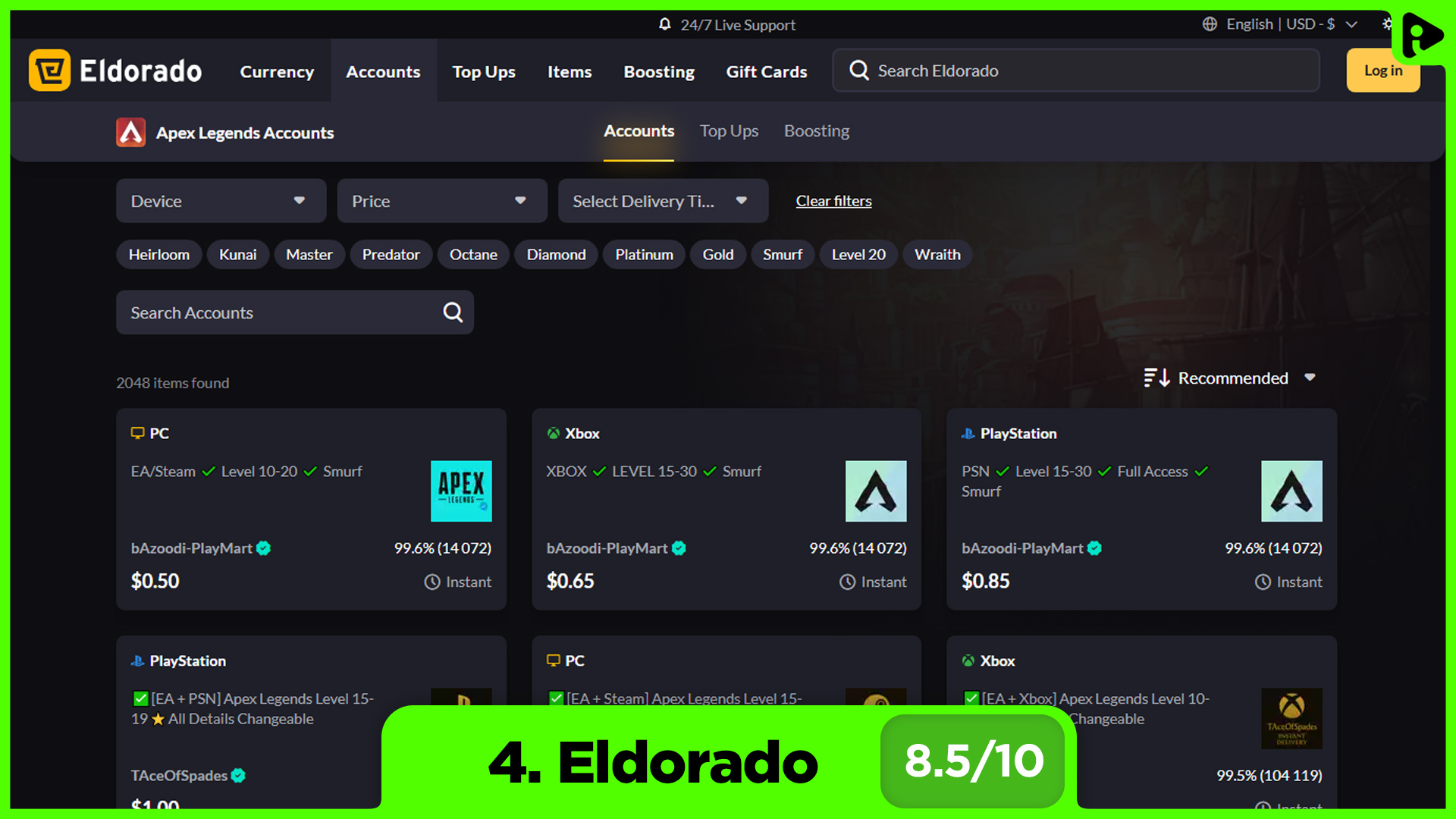 Best websites to buy Apex Legends accounts - Eldorado