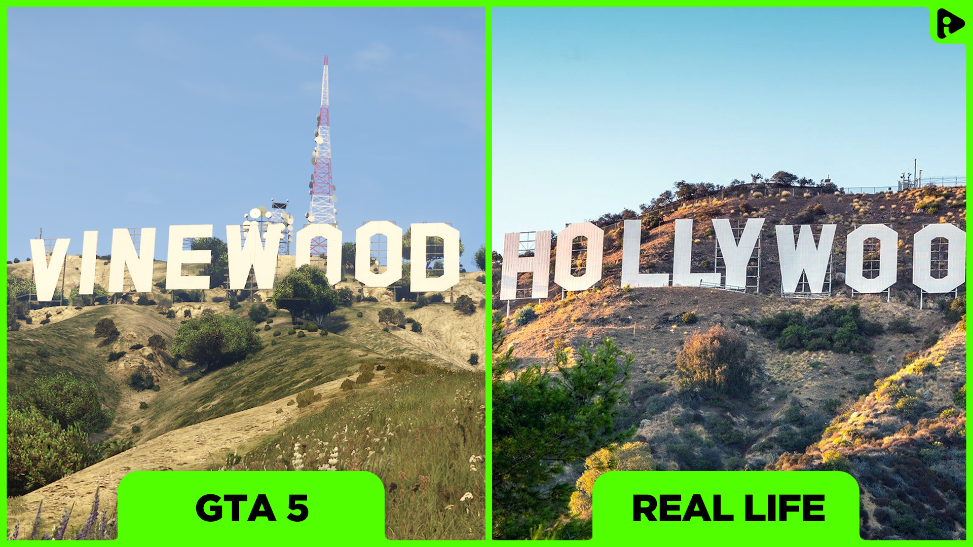 GTA 5 vs Real Life - Vinewood Sign