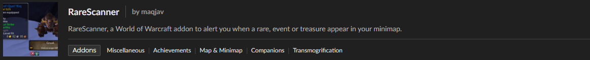 RareScanner Addon WoW