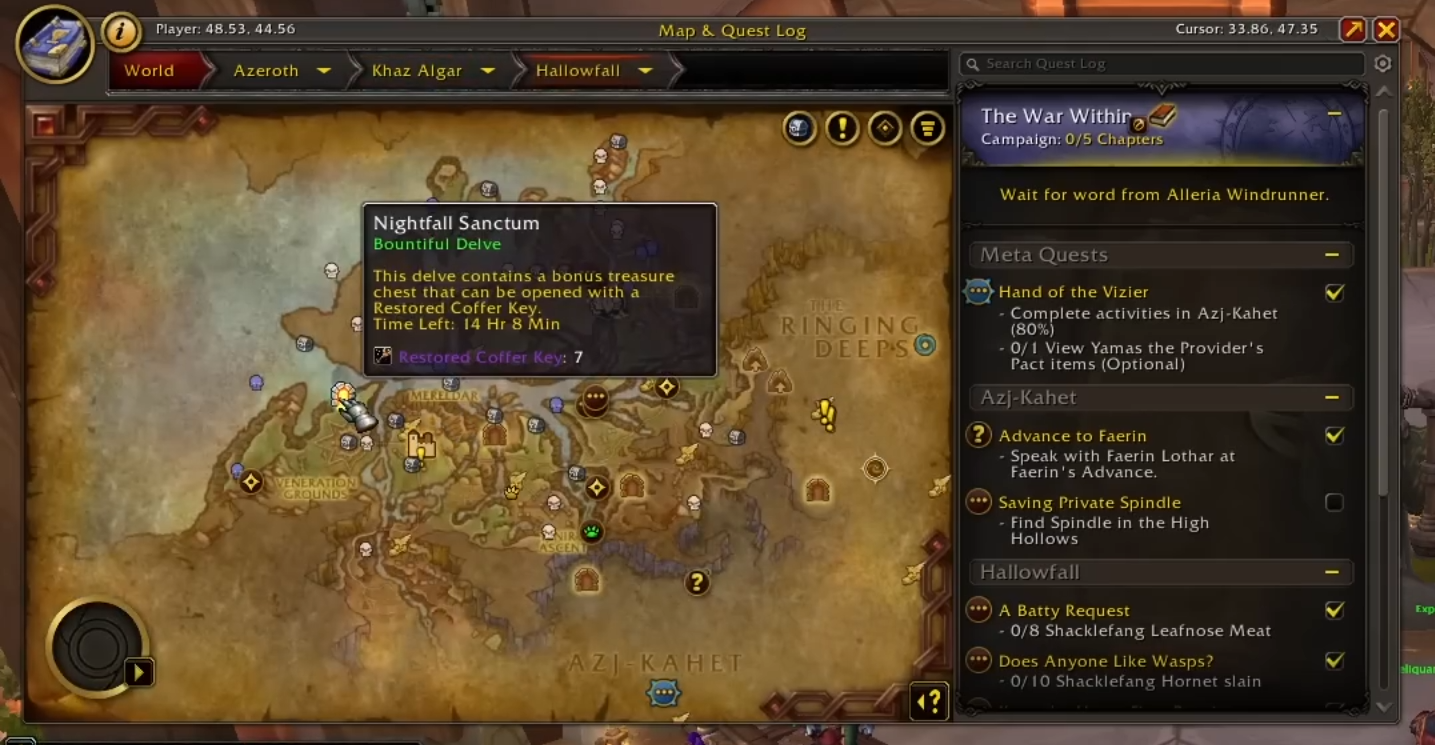 Map - Delves Guide for The War Within