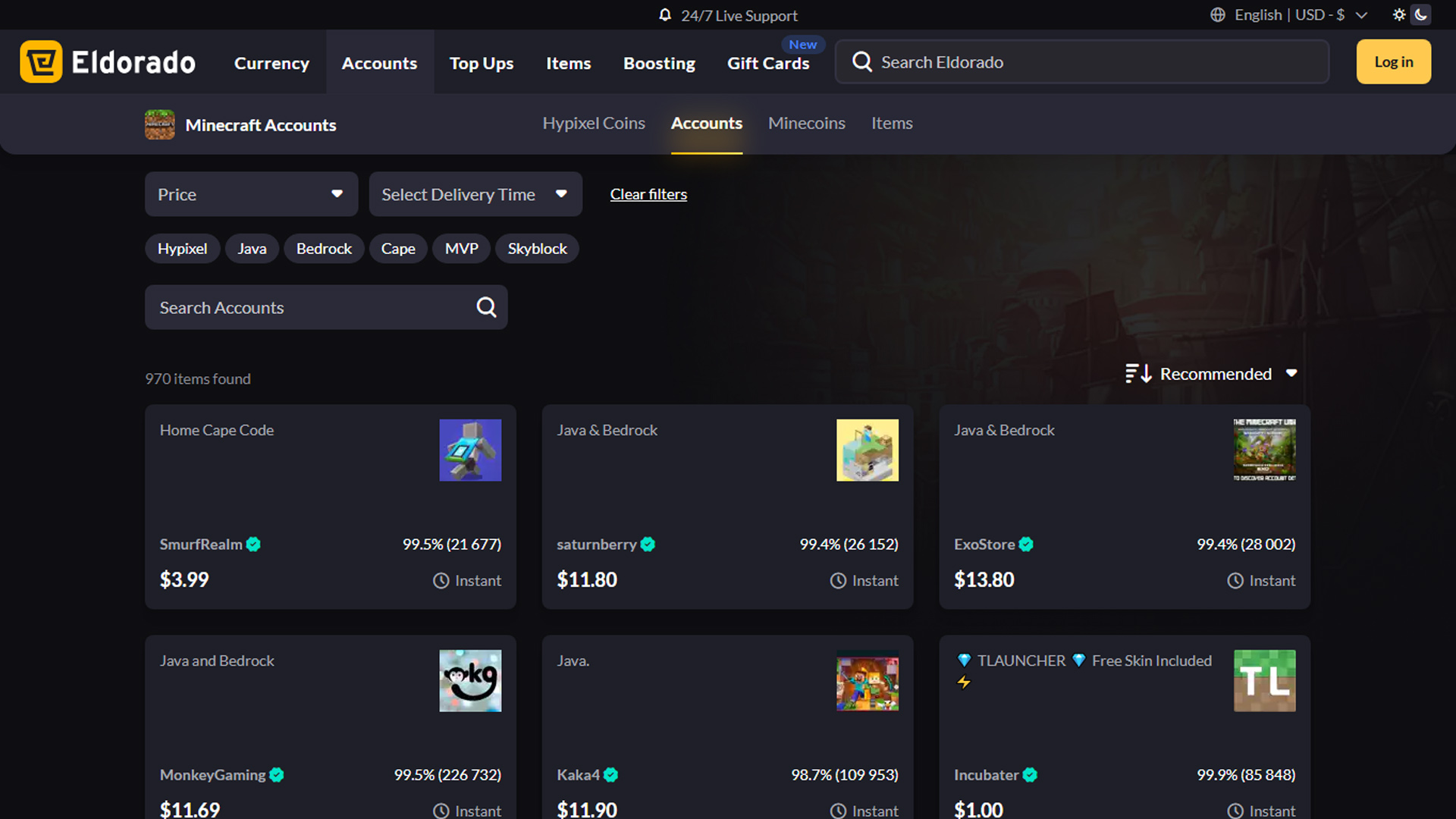 Best Websites to Buy Minecraft Accounts - Eldorado