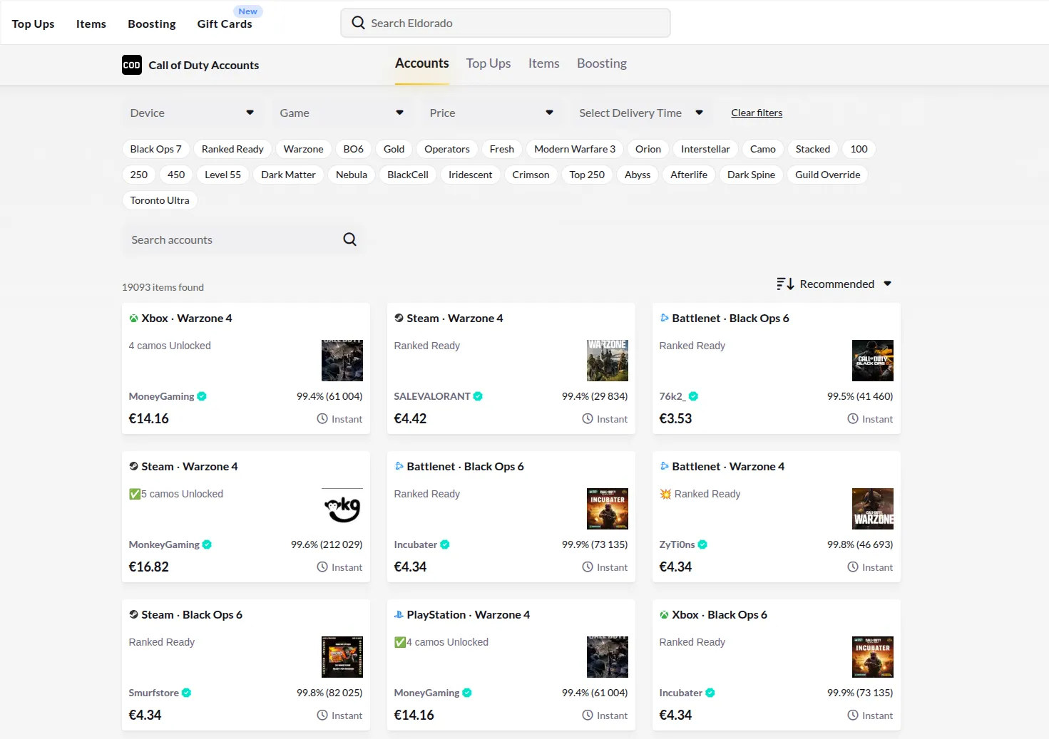 best wepbsites to buy cod accounts