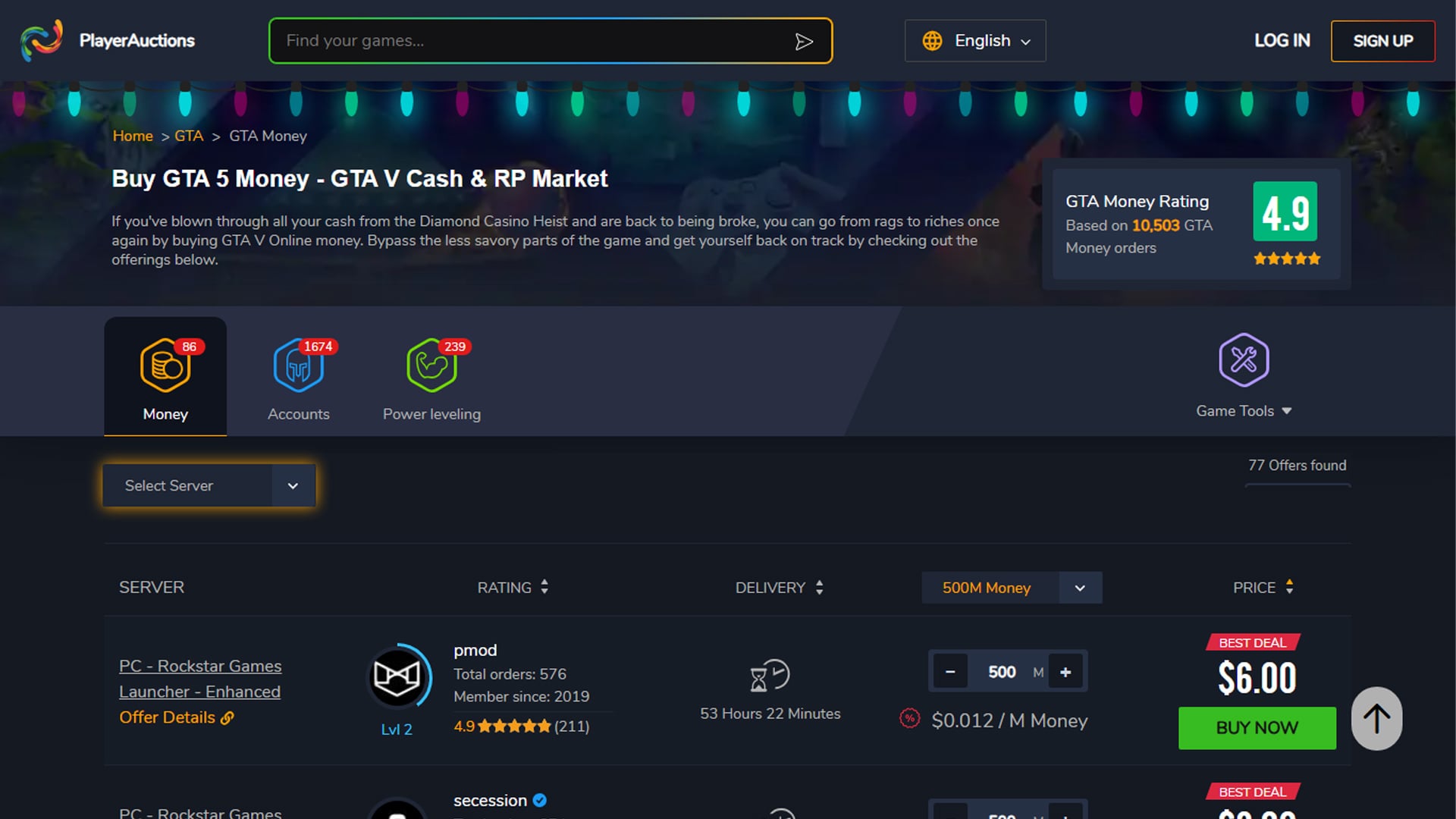 Best Websites to Buy GTA 5 Money - PlayerAuctions