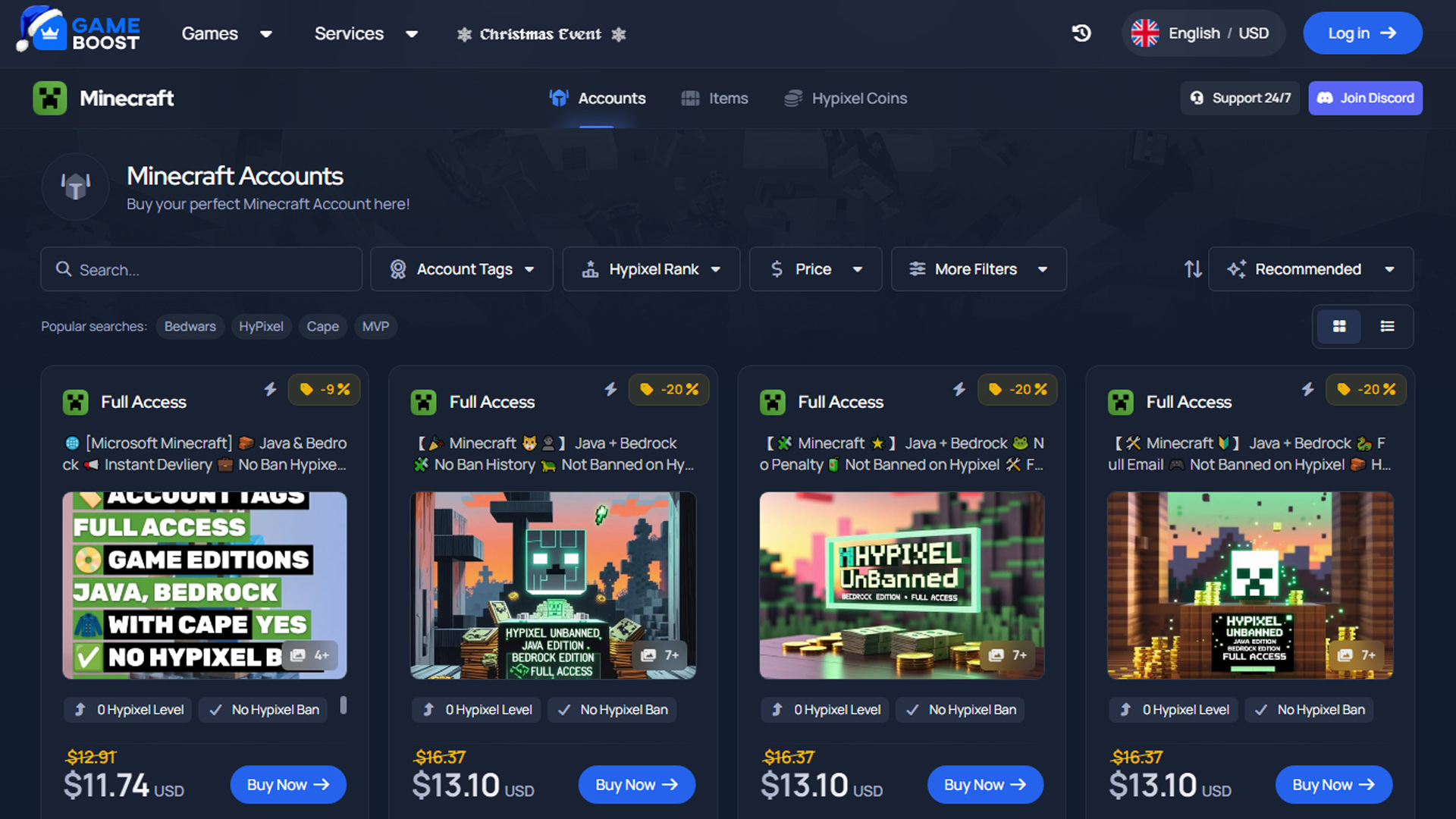 Best Websites to Buy Minecraft Accounts - GameBoost