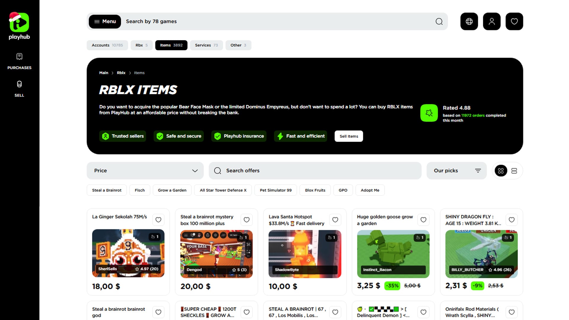 Best websites to buy RBLX items - PlayHub