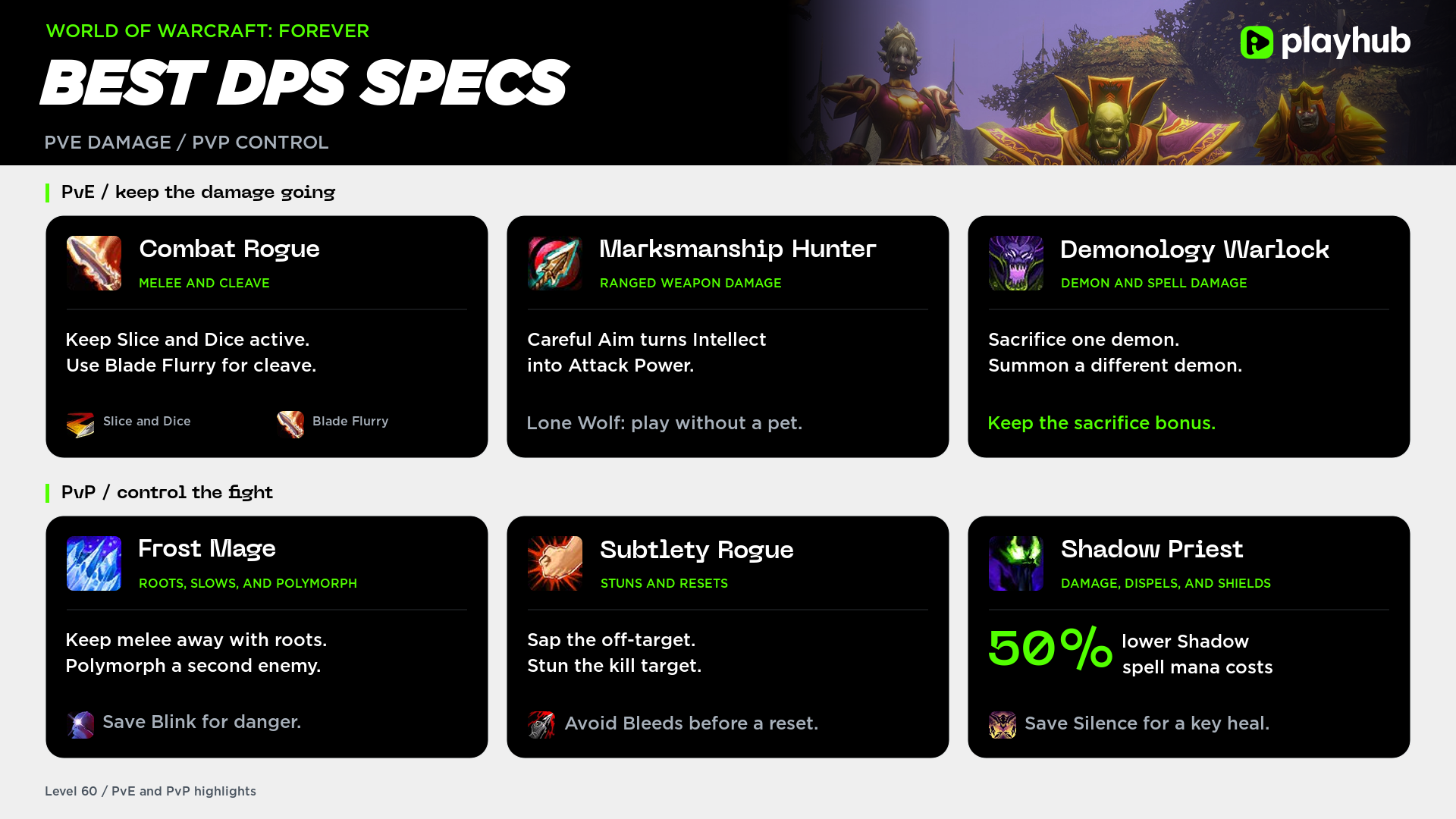 WoW Forever Best Specs Playhub Infographic