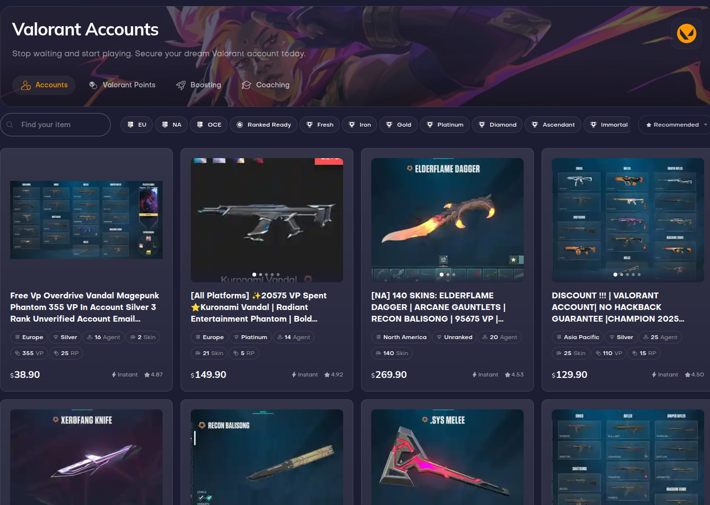 5 Best Websites to Buy Valorant Accounts