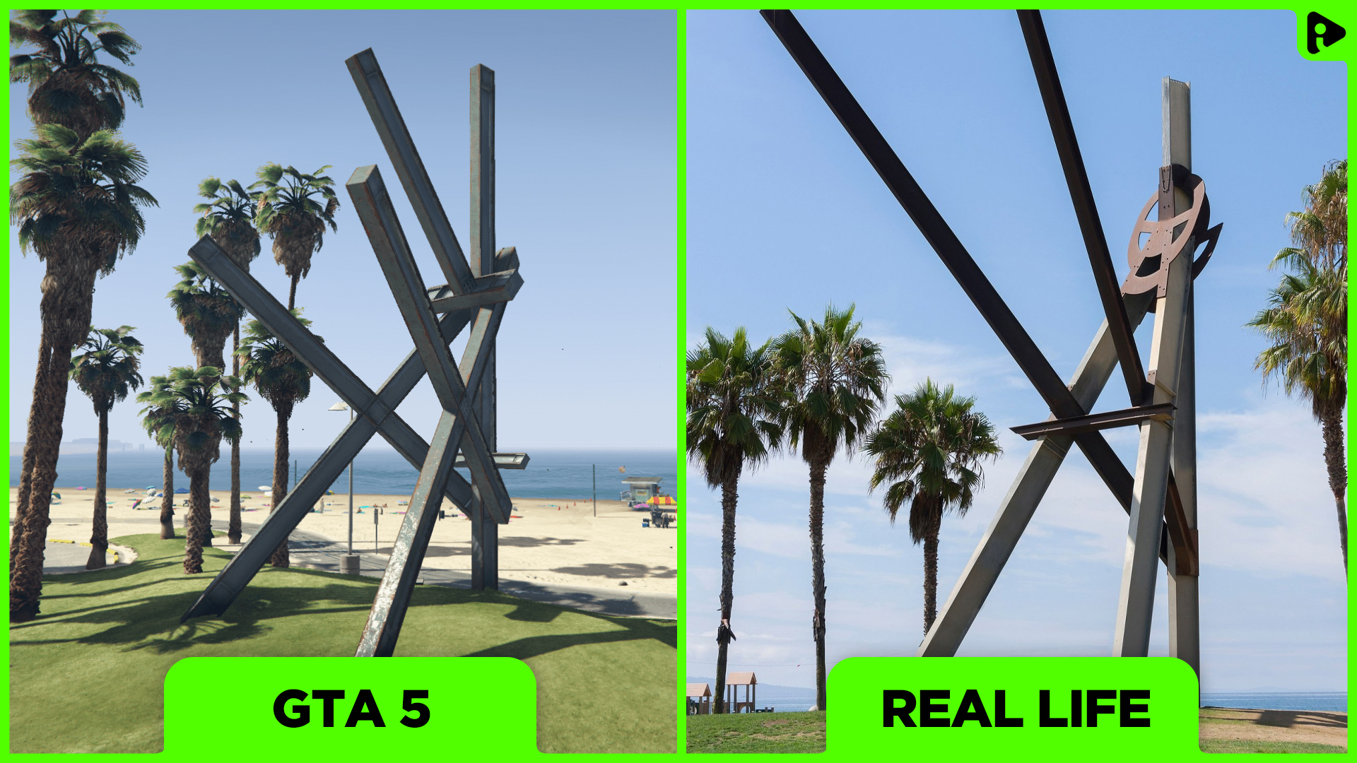 GTA 5 vs Real Life - Vespucci Beach Statue