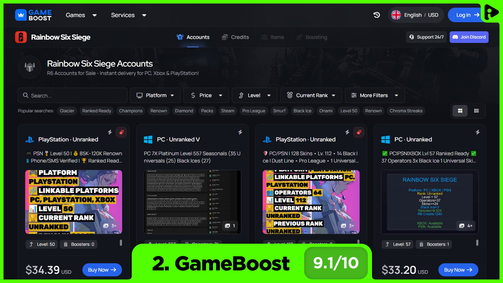 Best websites to buy Rainbow Six Siege accounts - GameBoost