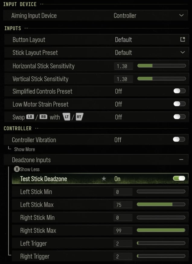 Call of Duty Modern Warfare 4 Controller Settings