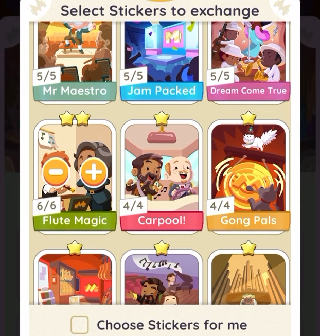 Monopoly Go Vault Manual Sticker Selection