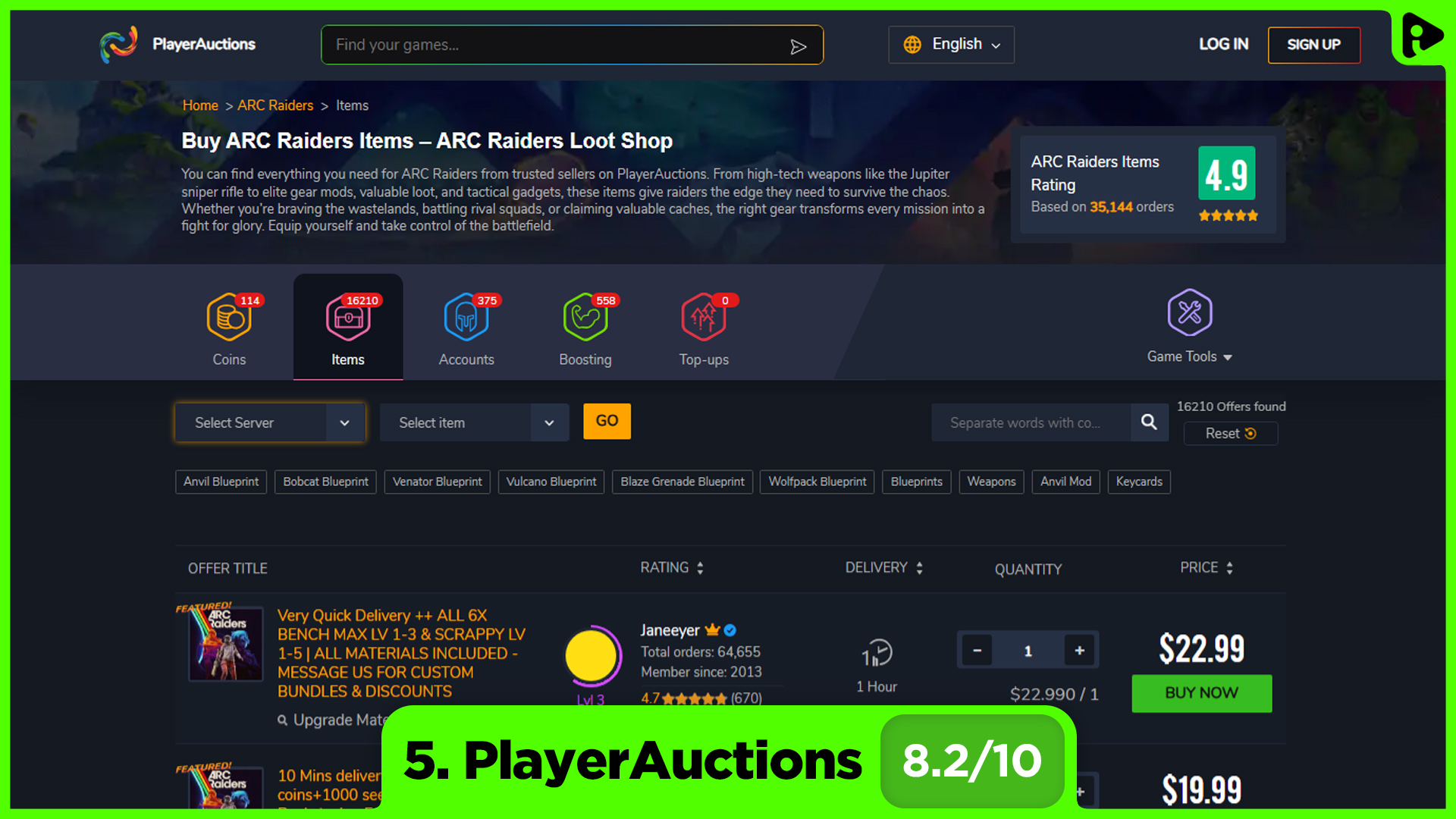 Best websites to buy ARC Raiders blueprints - PlayerAuctions