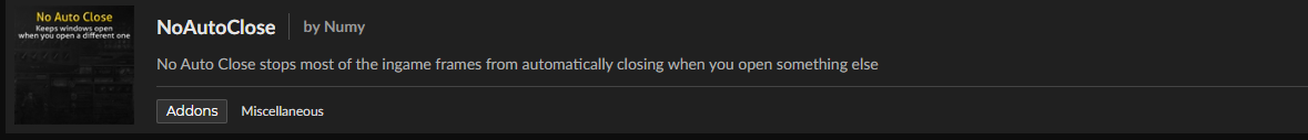 NoAutoClose Addon WoW