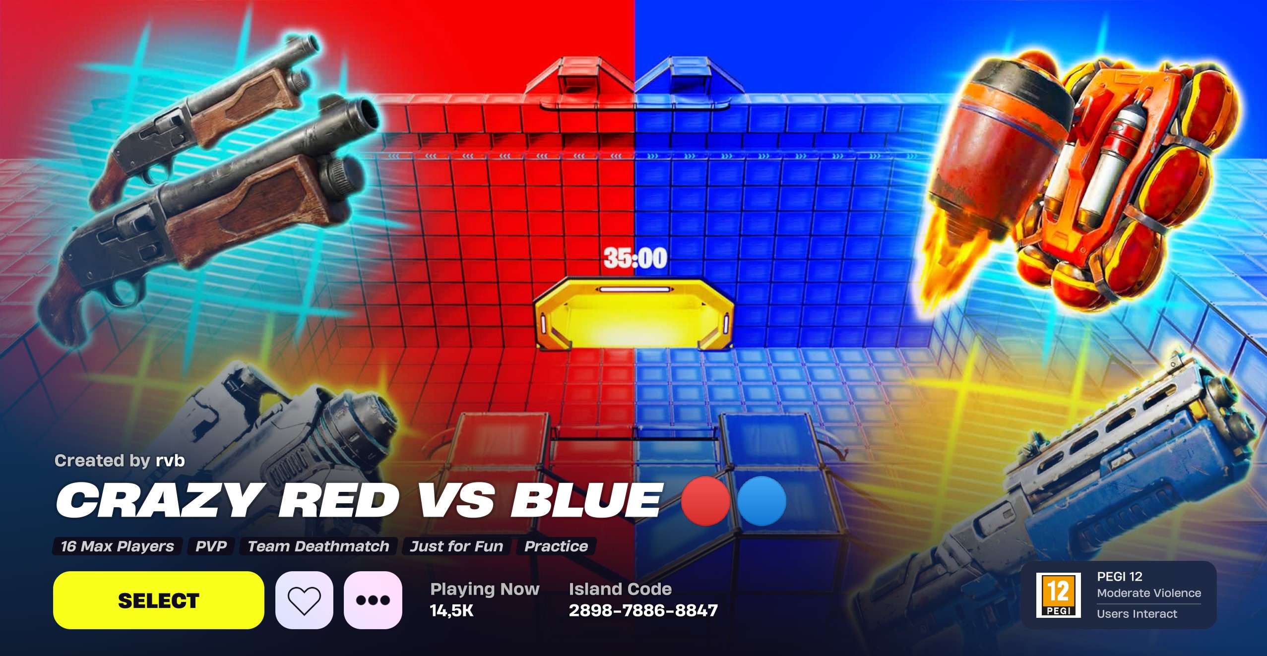 Crazy Red VS Blue - Best Creative Maps in Fortnite 2025