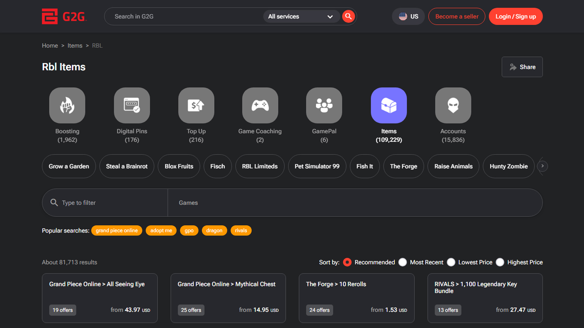 Best websites to buy RBLX items - G2G
