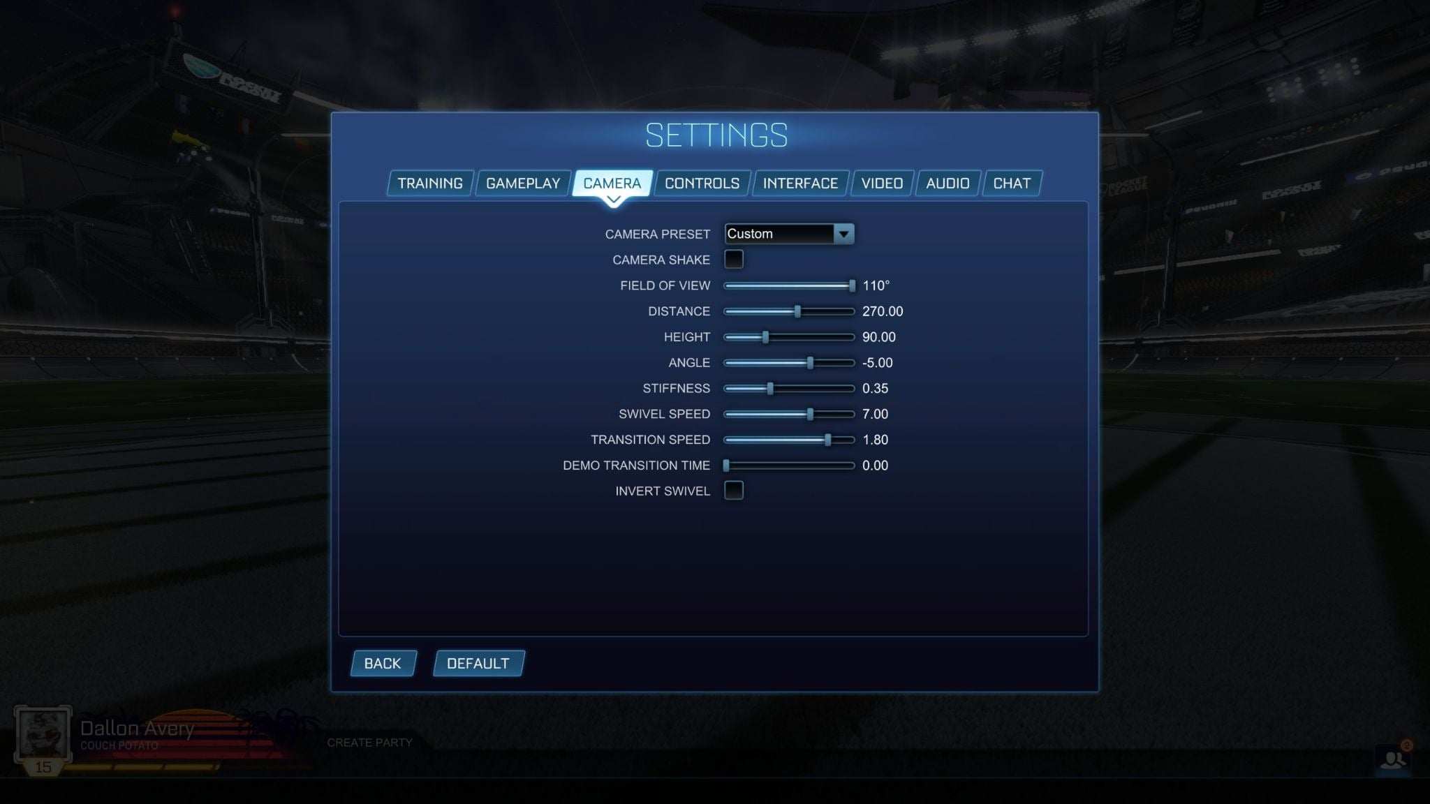 Rocket League Camera Settings